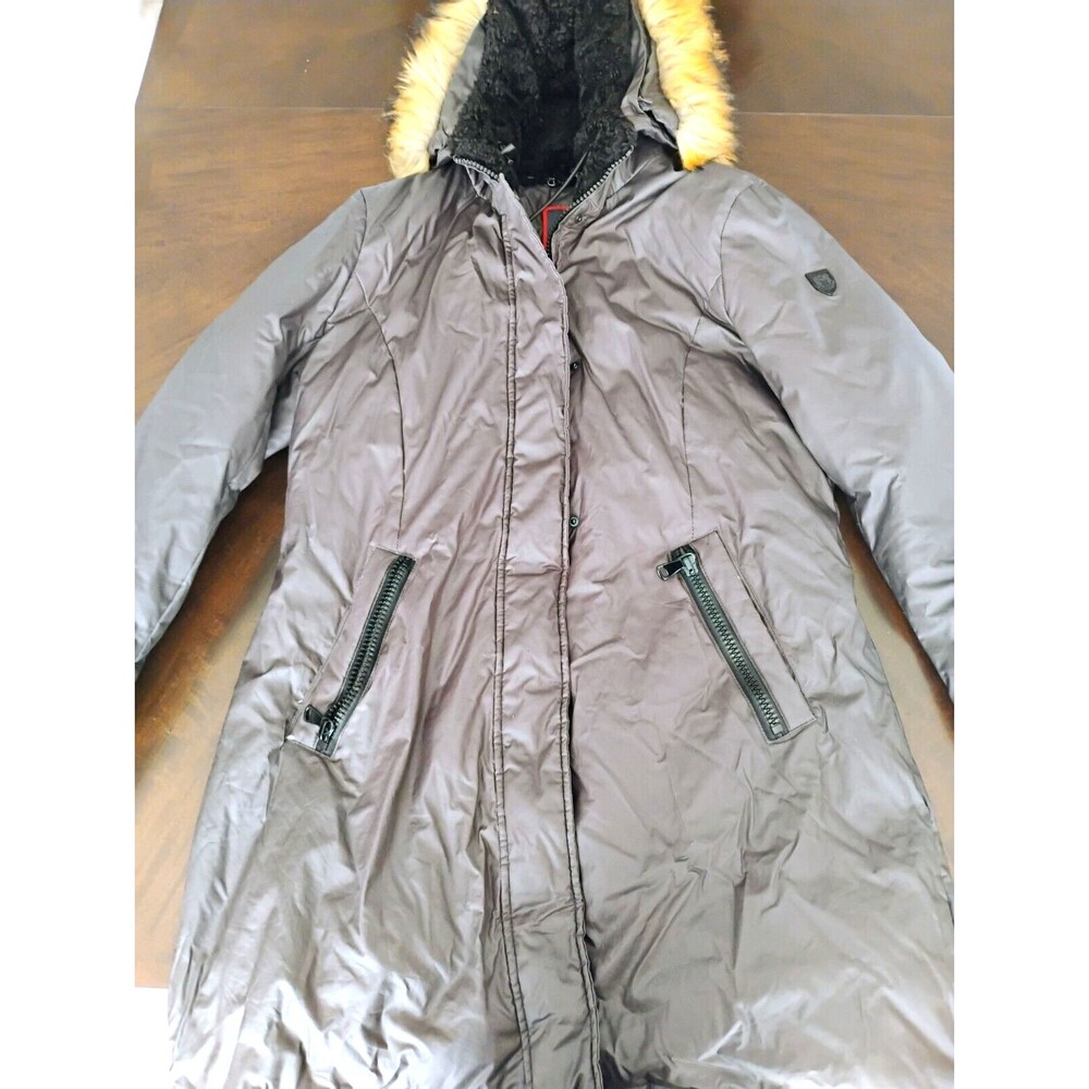 Vince Camuto Fur Hooded Zip Up Waterproof Men Parka Coat Gray Size L